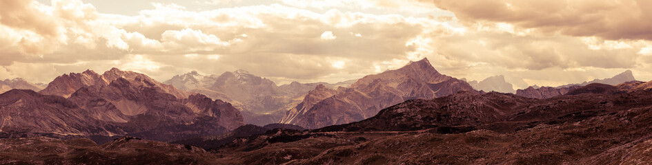 Panoramic view of Italian Dolomites mountains