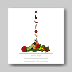 Vector illustration of vegetables. Cover template for brochures, posters, banners, postcards.