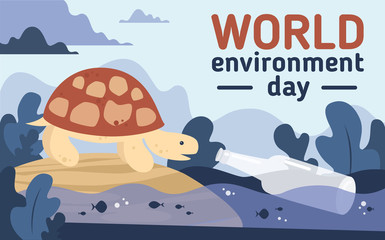 World environment day plastic pollution postcard