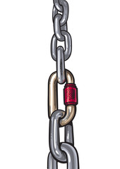 Fototapeta premium Big steel chain in perspective. Concept of reliability and strength. Vector