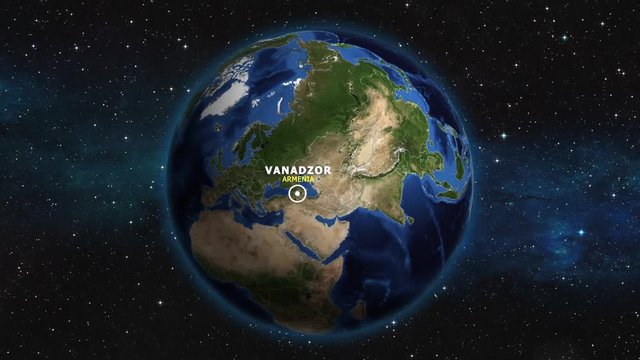 ARMENIA VANADZOR ZOOM IN FROM SPACE