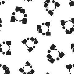 Fototapeta premium Talk people icon seamless pattern background. Business concept vector illustration. Man with speech bubble talk chat symbol pattern.
