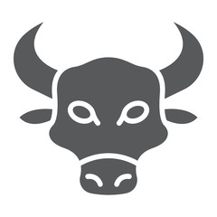 Bull glyph icon, animal and zoo, cow sign vector graphics, a solid pattern on a white background, eps 10.