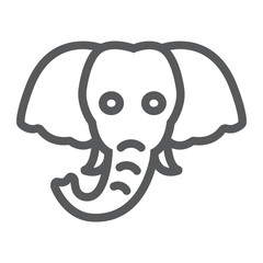 Elephant line icon, animal and zoo, mammal sign vector graphics, a linear pattern on a white background, eps 10.