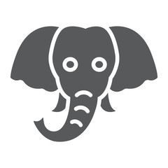 Elephant glyph icon, animal and zoo, mammal sign vector graphics, a solid pattern on a white background, eps 10.