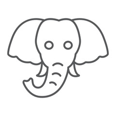 Elephant thin line icon, animal and zoo, mammal sign vector graphics, a linear pattern on a white background, eps 10.