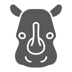 Rhinoceros glyph icon, animal and zoo, mammal sign vector graphics, a solid pattern on a white background, eps 10.