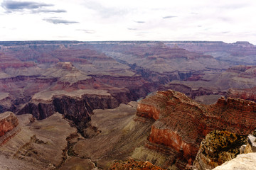 Grand Canyon seen from south rim on a overcast day