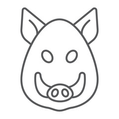 Boar thin line icon, animal and zoo, pet sign vector graphics, a linear pattern on a white background, eps 10.