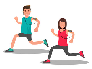 A man and a woman while Jogging.