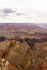 Grand Canyon seen from south rim on a overcast day