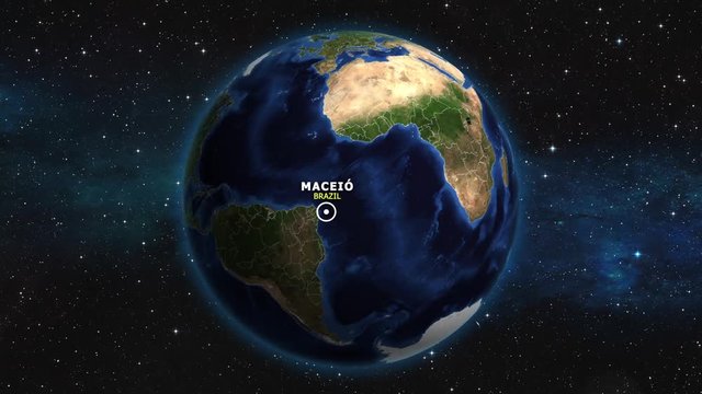 BRAZIL MACEIO ZOOM IN FROM SPACE