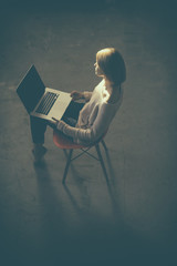 modern life concept. modern life of businesswoman work on laptop.