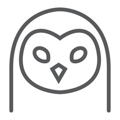 Owl line icon, animal and zoo, bird sign vector graphics, a linear pattern on a white background, eps 10.