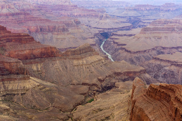 Grand Canyon seen from south rim on a overcast day