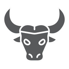 Buffalo glyph icon, animal and zoo, cattle sign vector graphics, a solid pattern on a white background, eps 10.