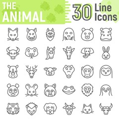 Animal line icon set, beast symbols collection, vector sketches, logo illustrations, farm signs linear pictograms package isolated on white background, eps 10.