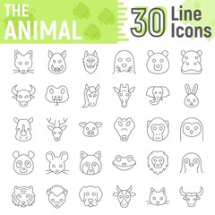 Animal thin line icon set, beast symbols collection, vector sketches, logo illustrations, farm signs linear pictograms package isolated on white background, eps 10.
