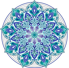 round blue Indian pattern