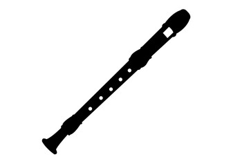 Simple, black silhouette of a flute - obrazy, fototapety, plakaty