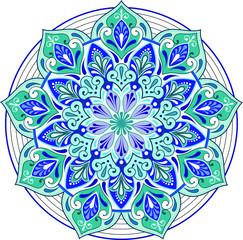 round blue Indian pattern