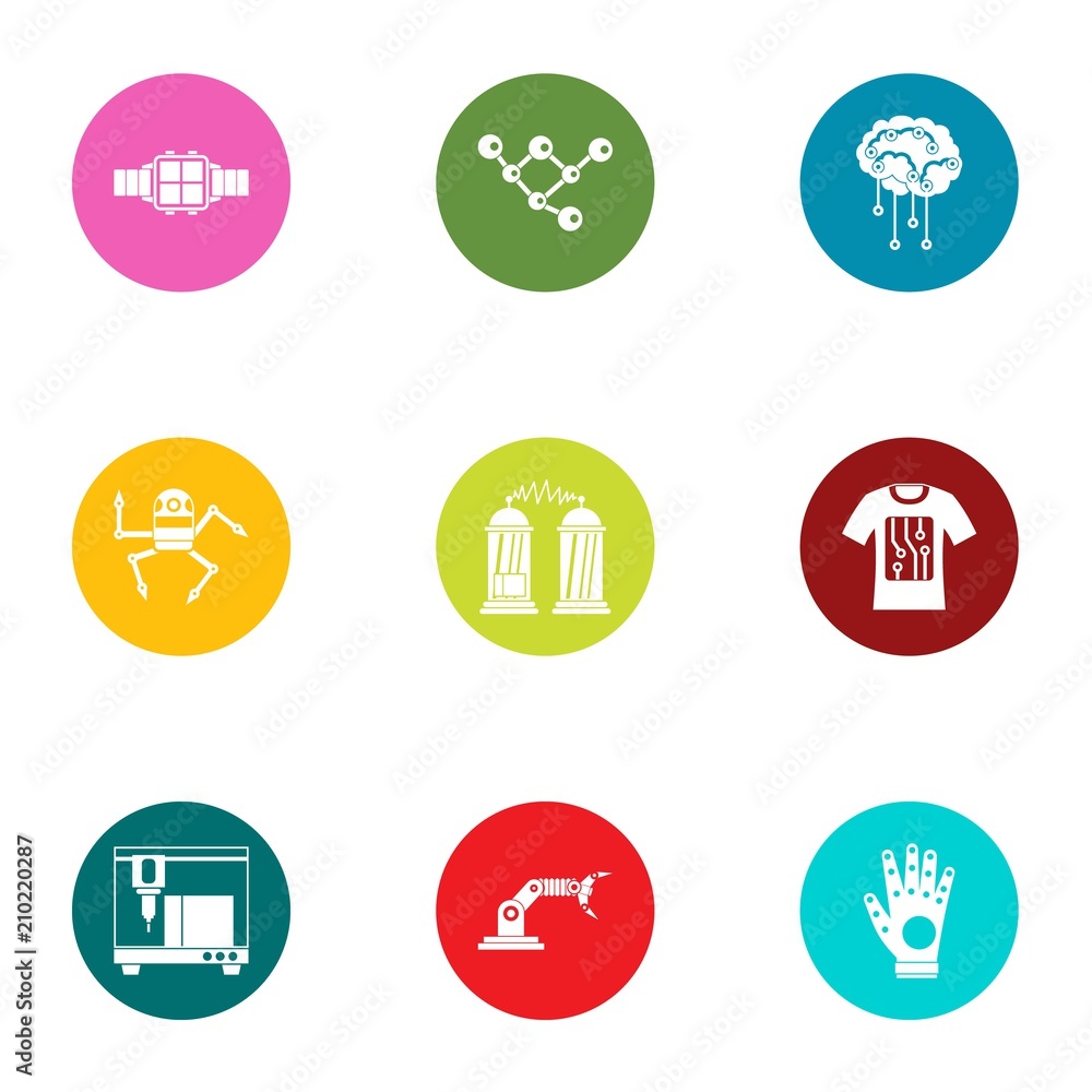 Poster robot reality icons set. flat set of 9 robot reality vector icons for web isolated on white backgrou