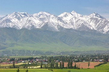 The beautiful scenic in Bishkek  with the Tian Shan mountains of Kyrgyzstan