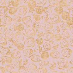 Rose flowers gold ornament. Seamless pattern