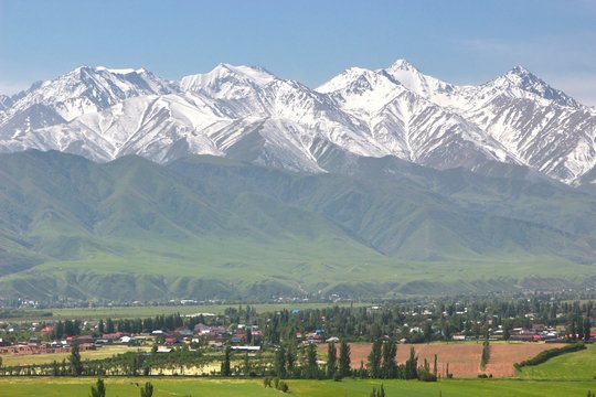 The beautiful scenic in Bishkek  with the Tian Shan mountains of Kyrgyzstan