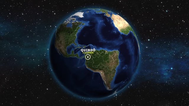 COLOMBIA QUIBDO ZOOM IN FROM SPACE