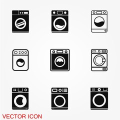 Washing machine icon vector, home appliances symbol