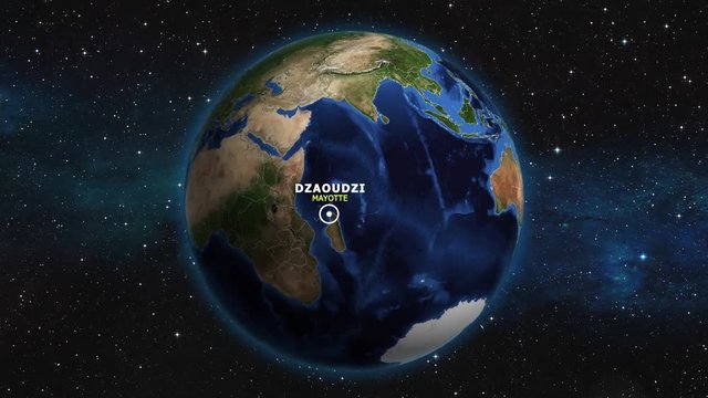 MAYOTTE DZAOUDZI ZOOM IN FROM SPACE