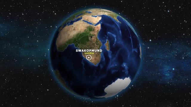 NAMIBIA SWAKOPMUND ZOOM IN FROM SPACE