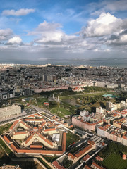 Fototapeta na wymiar Lisbon seen from the Airplane window