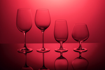 Glasses on a red background.