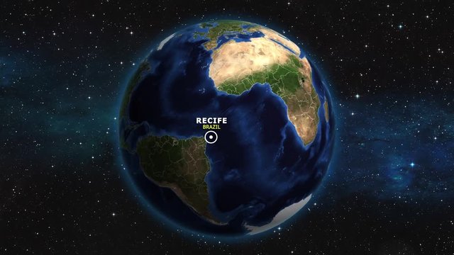 BRAZIL RECIFE ZOOM IN FROM SPACE