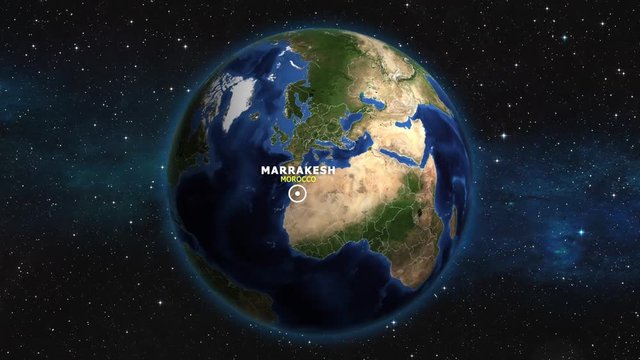 MOROCCO MARRAKESH ZOOM IN FROM SPACE