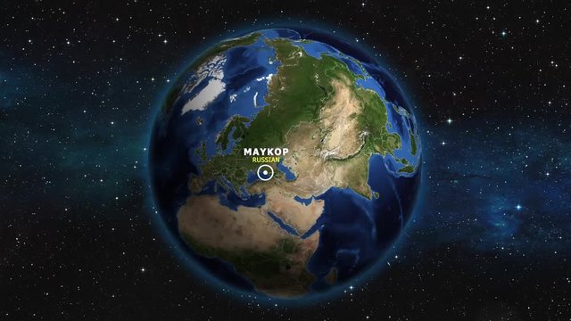 RUSSIAN MAYKOP ZOOM IN FROM SPACE