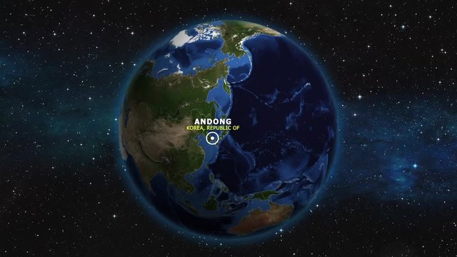 KOREA REPUBLIC OF ANDONG ZOOM IN FROM SPACE