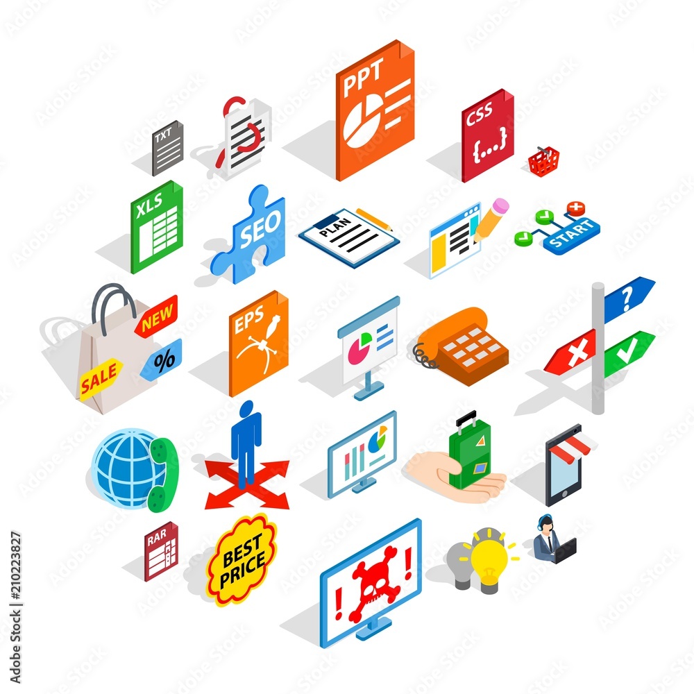 Poster technology guide icons set. isometric set of 25 technology guide vector icons for web isolated on wh