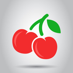 Cherry berry vector icon. Cherries fruit illustration. Sweet cherry healthy food.