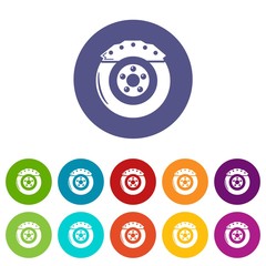 Brake shoe icons color set vector for any web design on white background