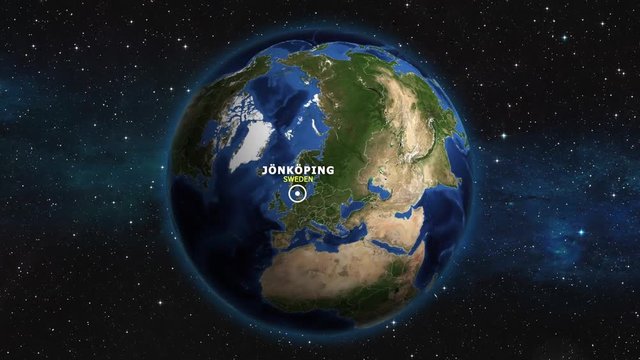 SWEDEN JONKOPING ZOOM IN FROM SPACE