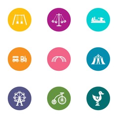 Fototapeta premium Children way icons set. Flat set of 9 children way vector icons for web isolated on white background