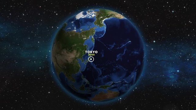 JAPAN TOKYO ZOOM IN FROM SPACE