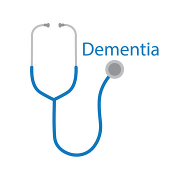 dementia word and stethoscope icon- vector illustration