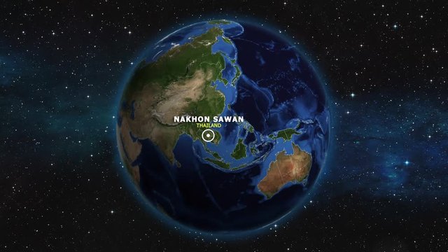 THAILAND NAKHON SAWAN ZOOM IN FROM SPACE