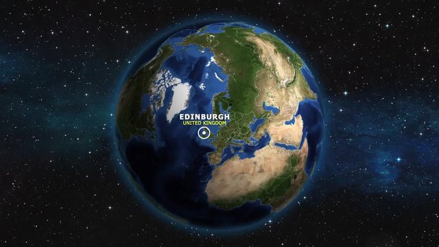 UNITED KINGDOM EDINBURGH ZOOM IN FROM SPACE