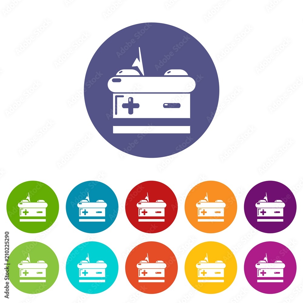 Poster battery icons color set vector for any web design on white background