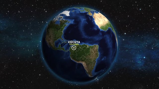 COLOMBIA CUCUTA ZOOM IN FROM SPACE